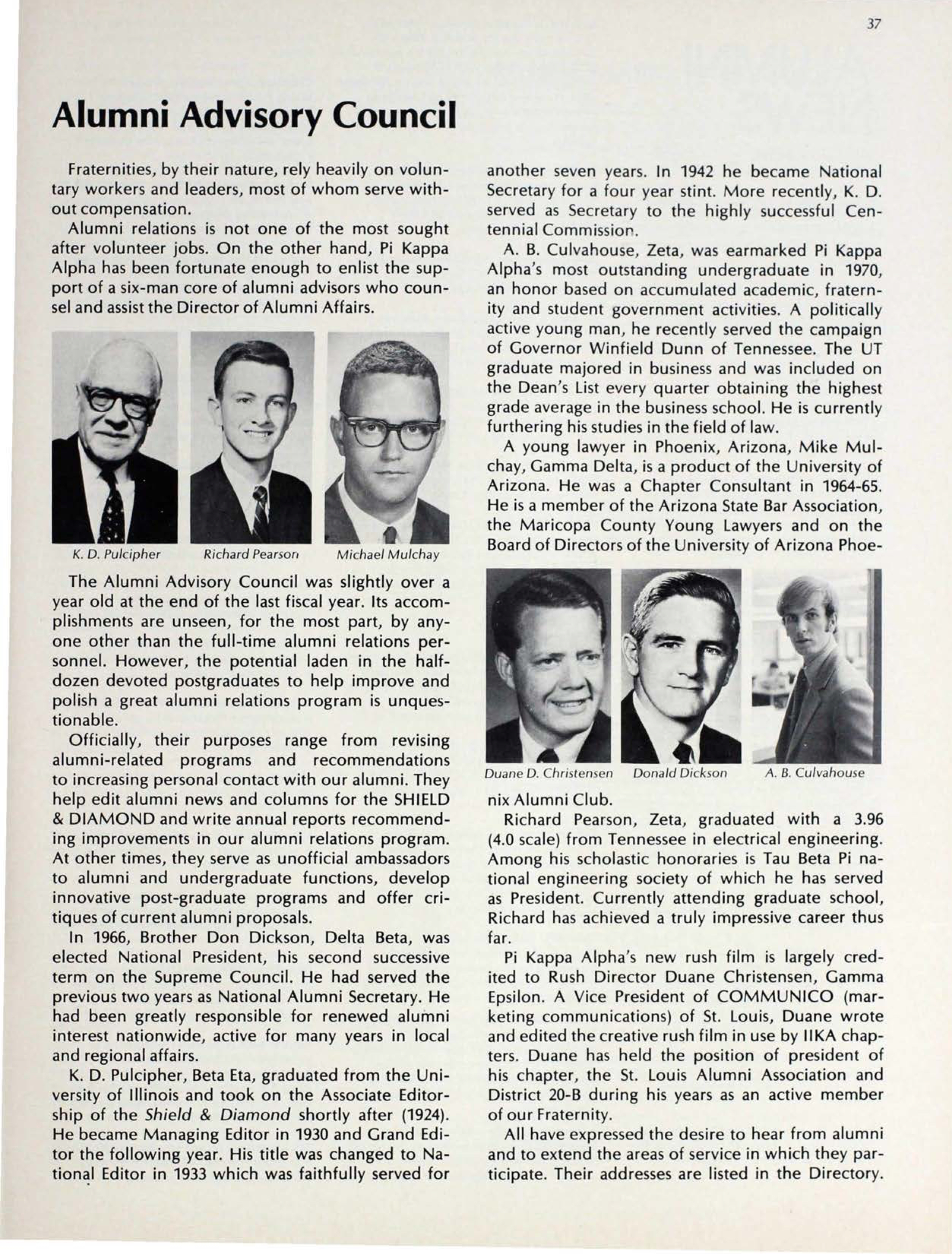 Alumni Advisory Council, September 1971